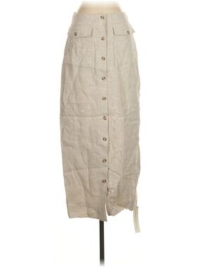 Reformation Britt Button-Front linen Maxi midi Skirt oat 4 S